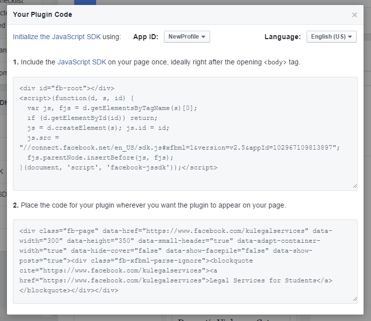 Facebook Plugin Code