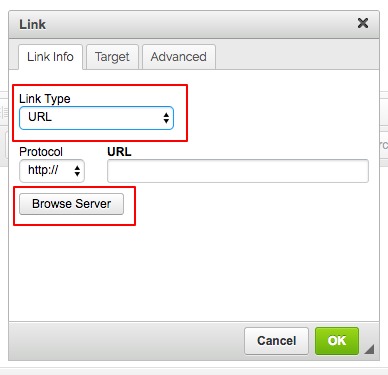 Screenshot of link types