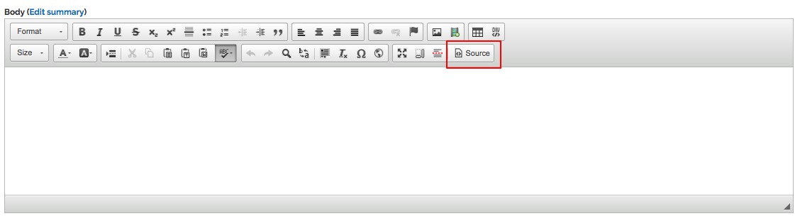 Screenshot of Content Editor source view